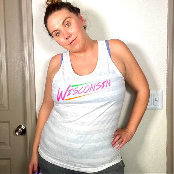 American Apparel Neon Wisconsin grey/white tank - Picture 5 of 5